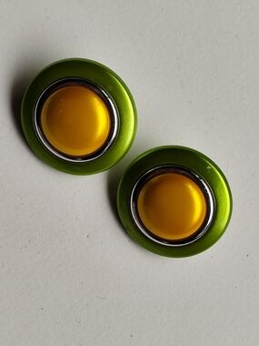 Green and gold clip on earrings